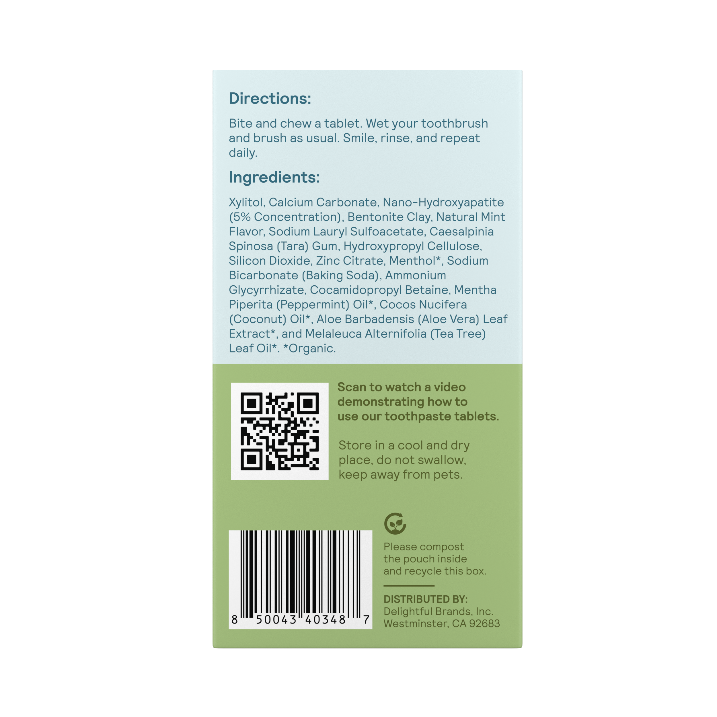 Fluoride-Free Toothpaste Tablets | Four Month Refill | Peppermint